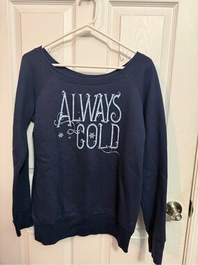 Raw Threads Always Cold Frozen (Disney) Inspired Women's Navy Graphic Sweatshirt